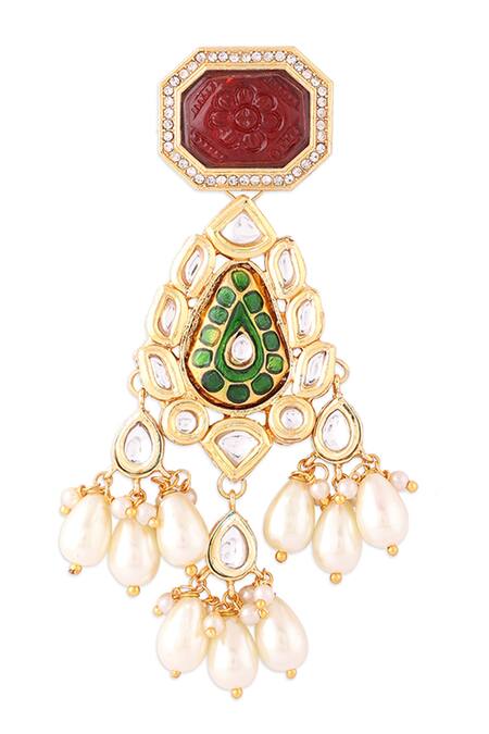 Buy_Ahaanya_Multi Color Kundan Polki Embellished Earrings_Online_at_Aza_Fashions