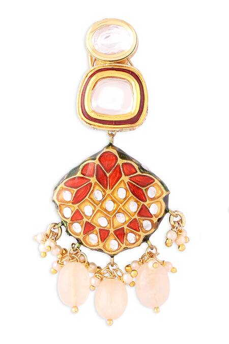 Buy_Ahaanya_Gold Plated Kundan Polki Embellished Earrings_Online_at_Aza_Fashions
