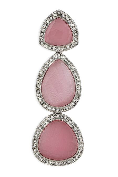 Buy Ahaanya Pink Agate Stone Embellished Danglers Online at Aza Fashions Buy_Ahaanya_Pink Agate Stone Embellished Danglers_Online_at_Aza_Fashions
