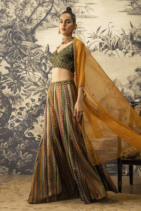 Kalista Yellow Viscose, Silk Embroidery Open Neck Noor Sheer Cape And Sharara Set Online at Aza Fashions Kalista_Yellow Viscose, Silk Embroidery Open Neck Noor Sheer Cape And Sharara Set _Online_at_Aza_Fashions