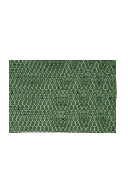 Consciousco_Green Cotton Duck Safari Leaf Midnight Place Mats - Set Of 4_Online_at_Aza_Fashions