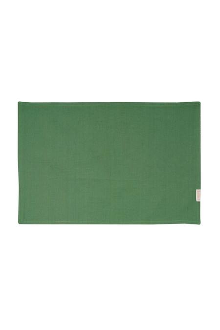 Buy_Consciousco_Green Cotton Duck Safari Leaf Midnight Place Mats - Set Of 4_Online_at_Aza_Fashions