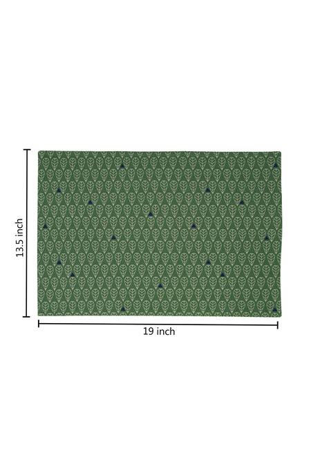 Consciousco_Green Cotton Duck Safari Leaf Midnight Place Mats - Set Of 4_at_Aza_Fashions
