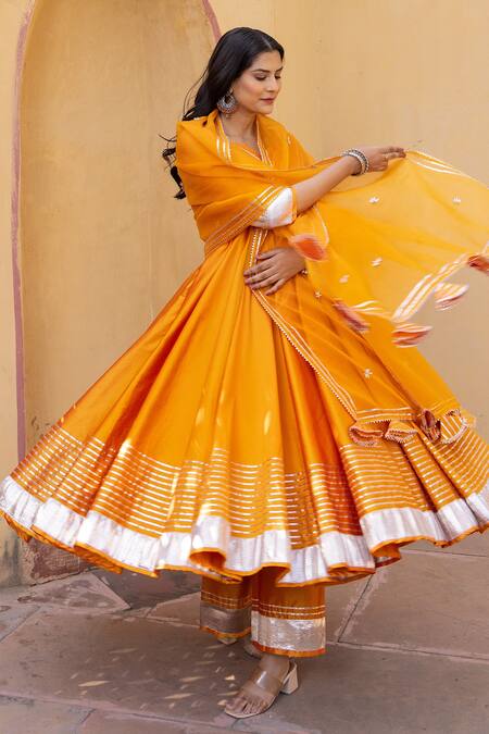 Buy Pomcha Jaipur Yellow Taffeta, Organza Sequins, Tassels, Gota Patti Amber Anarkali Set Online at Aza Fashions Buy_Pomcha Jaipur_Yellow Taffeta, Organza Sequins, Tassels, Gota Patti Amber Anarkali Set _Online_at_Aza_Fashions