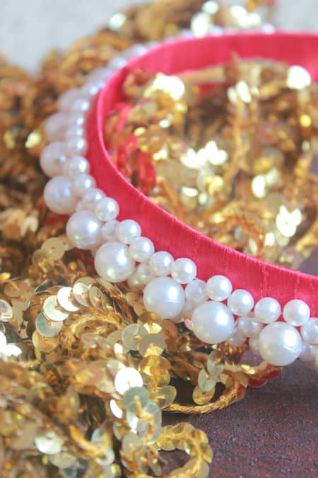Shop Choko Red Queens Glory Statement Pearl Hair Band Online at Aza Fashions Shop_Choko_Red Queens Glory Statement Pearl Hair Band_Online_at_Aza_Fashions