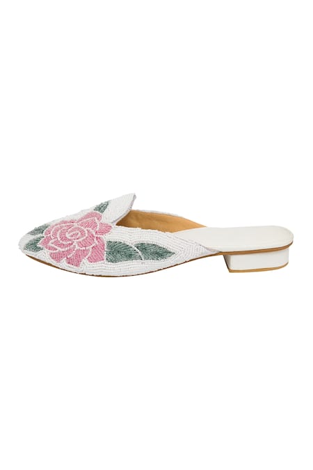 Kkarma Accessories Multi Color Phool Embroidered Mules Online at Aza Fashions Kkarma Accessories_Multi Color Phool Embroidered Mules _Online_at_Aza_Fashions