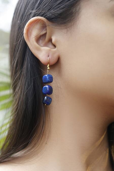 Do Taara_Blue Lace Cube Dangler Earrings _Online_at_Aza_Fashions