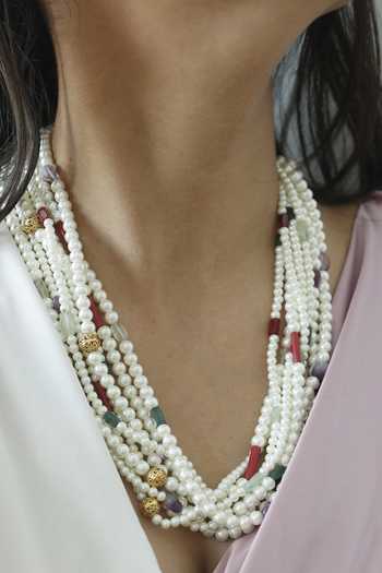 Buy Do Taara Multi Color Pearls Necklace Online at Aza Fashions Buy_Do Taara_Multi Color Pearls Necklace _Online_at_Aza_Fashions