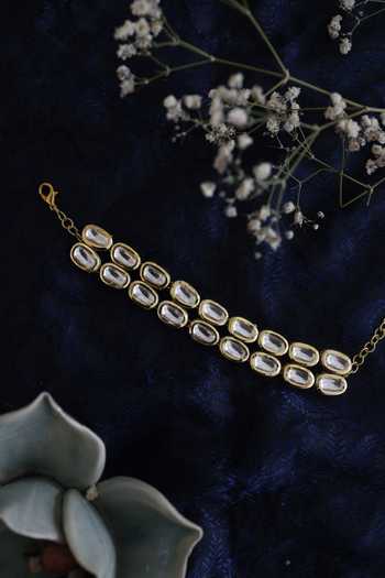 Buy_Do Taara_Gold Plated Kundan Bracelet _Online_at_Aza_Fashions