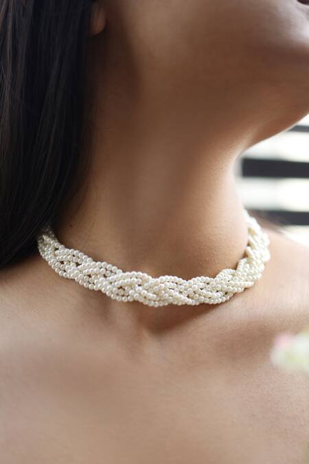 Buy_Do Taara_White Pearls Beaded Choker Necklace_Online_at_Aza_Fashions