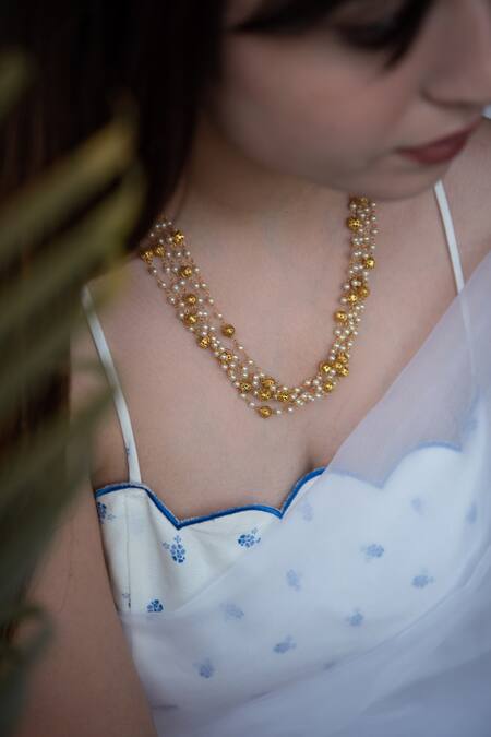 Do Taara Multi Color Multilayered Pearl Necklace Online at Aza Fashions Do Taara_Multi Color Multilayered Pearl Necklace _Online_at_Aza_Fashions