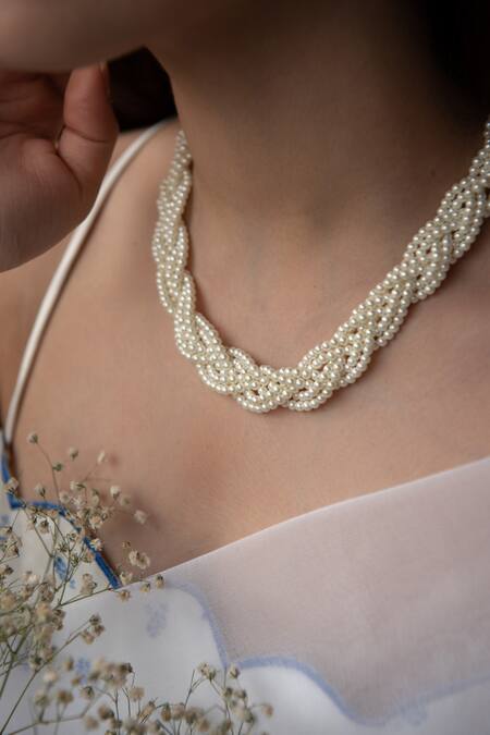 Buy_Do Taara_White Pearl Beaded Choker Necklace_Online_at_Aza_Fashions