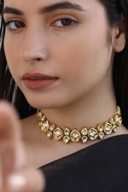 Do Taara Gold Plated Kundan Choker Necklace Online at Aza Fashions Do Taara_Gold Plated Kundan Choker Necklace _Online_at_Aza_Fashions