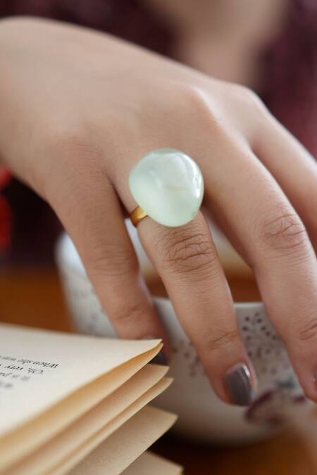 Do Taara_Green Stones Natural Studded Ring_Online_at_Aza_Fashions