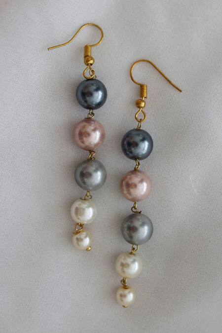 Shop_Do Taara_Multi Color Pearls Drop Earrings _Online_at_Aza_Fashions