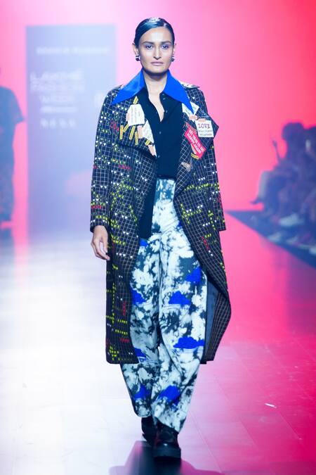 Shahin Mannan_Grey Denim Embroidery Cloud Wash Pant _Online_at_Aza_Fashions