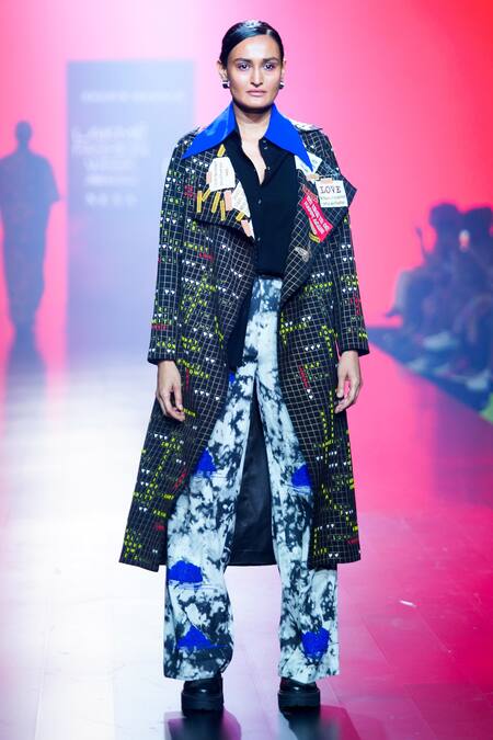 Buy_Shahin Mannan_Grey Denim Embroidery Cloud Wash Pant _Online_at_Aza_Fashions