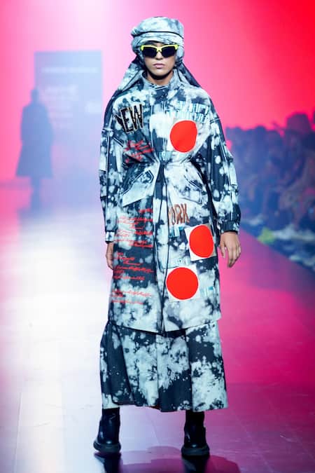 Buy_Shahin Mannan_Grey Embroidery Two Tone Scarf _Online_at_Aza_Fashions