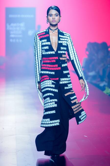 Buy_Shahin Mannan_Black Crepe Solid Flared Pant _Online_at_Aza_Fashions