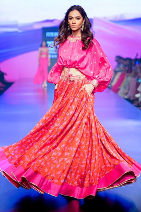 Buy Punit Balana Red , Organza Embroidery Round Neck Gulaabi Top And Skirt Set Online at Aza Fashions Buy_Punit Balana_Red , Organza Embroidery Round Neck Gulaabi Top And Skirt Set _Online_at_Aza_Fashions