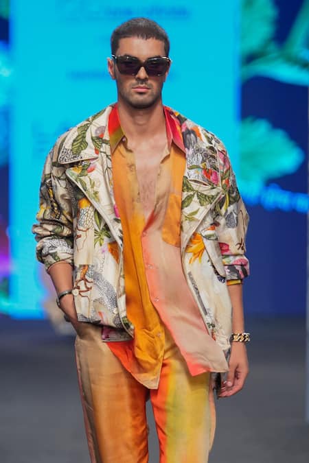 Mahima Mahajan Multi Color Organza, Satin Ombre Effect Shirt at Aza Fashions Mahima Mahajan_Multi Color Organza, Satin Ombre Effect Shirt _at_Aza_Fashions