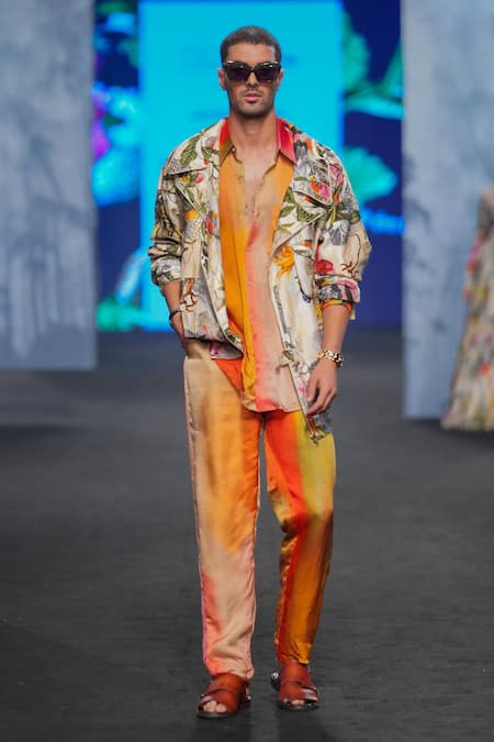 Buy Mahima Mahajan Multi Color Organza, Satin Ombre Effect Pant Buy_Mahima Mahajan_Multi Color Organza, Satin Ombre Effect Pant