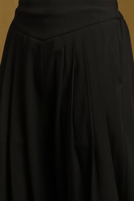 Ritu Kumar_Black Polyester, Rayon, Spandex Solid Dhoti Pant_at_Aza_Fashions