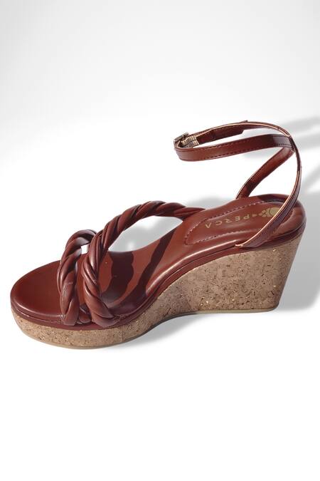 Buy Perca Brown Twisted Strap Platform Wedges Online at Aza Fashions Buy_Perca_Brown Twisted Strap Platform Wedges_Online_at_Aza_Fashions