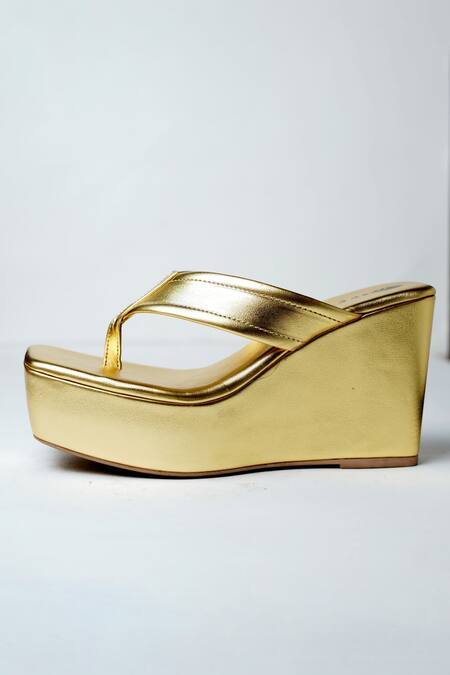 Buy_Perca_Gold Split Toe Wedges_Online_at_Aza_Fashions