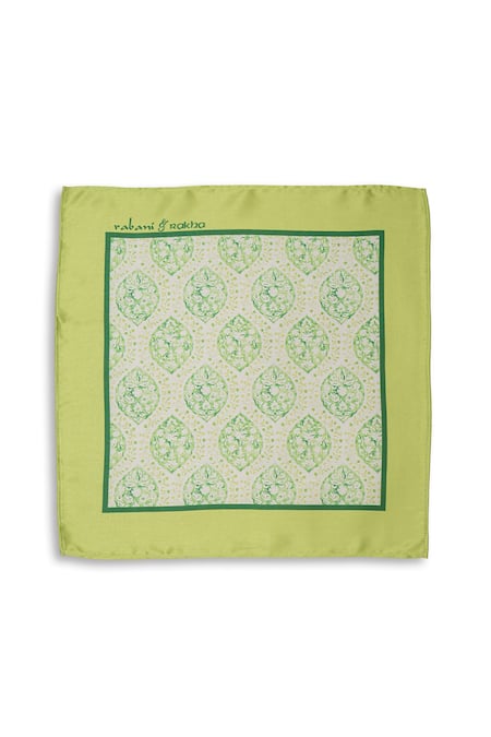 Rabani & Rakha_Multi Color Flower Vine Print Neck Stole And Pocket Square Gift Box - Set Of 2 _Online_at_Aza_Fashions