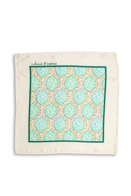 Rabani & Rakha_Multi Color Floral Jaal Print Neck Stole And Pocket Square Gift Box - Set Of 2 _Online_at_Aza_Fashions