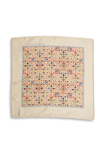 Rabani & Rakha_Multi Color Satin Floral Print Pocket Square Gift Box - Set Of 3 _Online_at_Aza_Fashions