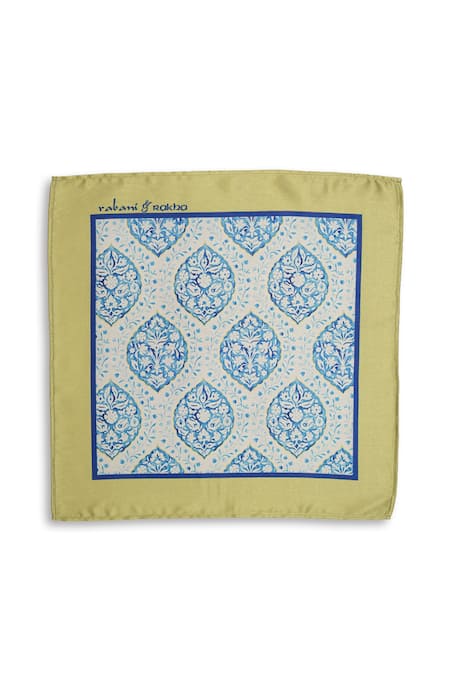 Rabani & Rakha Multi Color Floral Jaal Print Pocket Square And Neck Stole Gift Box - Set Of 2 Online at Aza Fashions Rabani & Rakha_Multi Color Floral Jaal Print Pocket Square And Neck Stole Gift Box - Set Of 2 _Online_at_Aza_Fashions