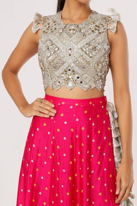 Buy Payal Singhal Green Silk, Georgette Tassels, Embroidery, Sequins Round Choli And Dhoti Pant Set Online at Aza Fashions Buy_Payal Singhal_Green Silk, Georgette Tassels, Embroidery, Sequins Round Choli And Dhoti Pant Set _Online_at_Aza_Fashions