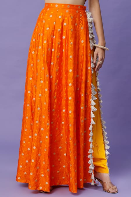 Payal Singhal Orange Silk, Georgette Sequins, Tassels, Embroidery Round Choli And Dhoti Pant Set Online at Aza Fashions Payal Singhal_Orange Silk, Georgette Sequins, Tassels, Embroidery Round Choli And Dhoti Pant Set_Online_at_Aza_Fashions