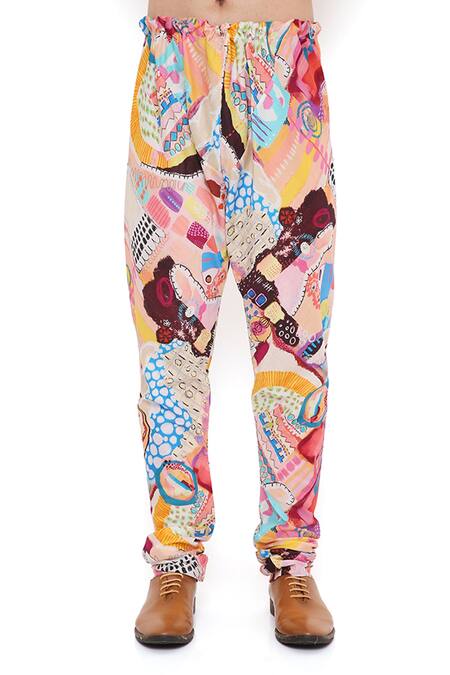 PS Men By Payal Singhal_Peach , Organza Trance Print Bundi Kurta Set _at_Aza_Fashions