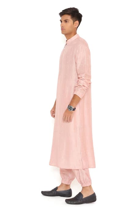Buy_PS Men By Payal Singhal_Pink Abla Silk Solid Bomber Kurta And Jogger Pant Set _Online_at_Aza_Fashions