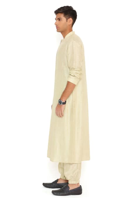 Buy_PS Men by Payal Singhal_Green Abla Silk Solid Bomber Kurta Set _Online_at_Aza_Fashions