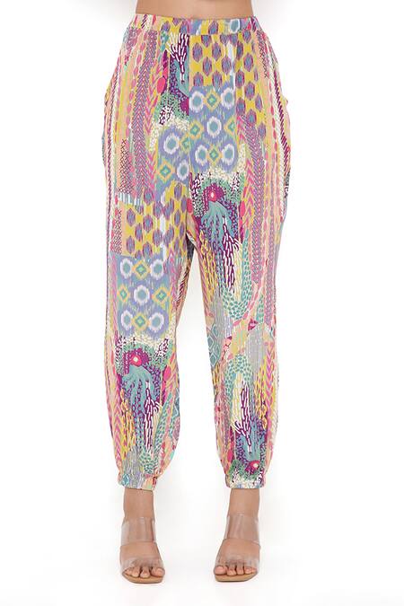 PS Pret By Payal Singhal_Green Crepe African Round Top And Joggers Set _at_Aza_Fashions