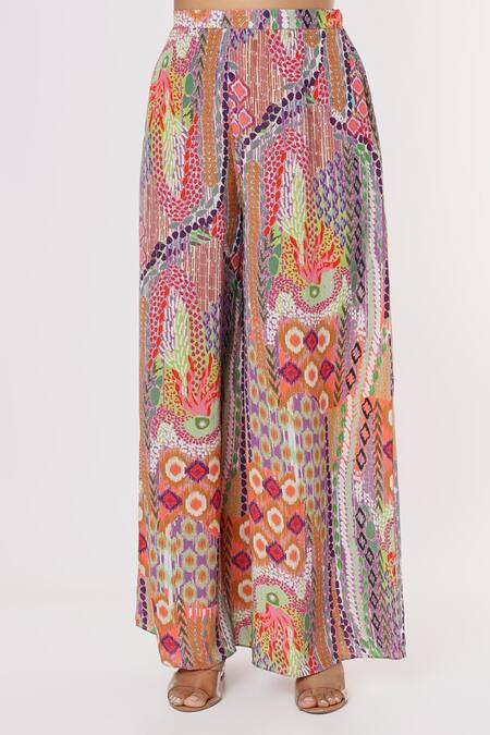 Payal Singhal Multi Color Crepe Collared African Print Tube Kalidar Kurta And Palazzo Set Online at Aza Fashions Payal Singhal_Multi Color Crepe Collared African Print Tube Kalidar Kurta And Palazzo Set _Online_at_Aza_Fashions