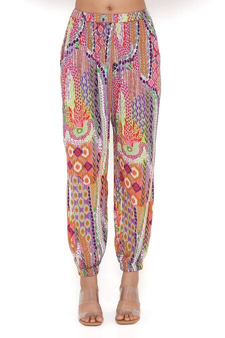 Shop_PS Pret By Payal Singhal_Multi Color Cotton African Print Round Top And Joggers Set _Online_at_Aza_Fashions