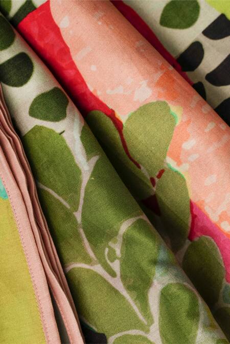 Payal Singhal Accessories_Green Print Tropical Scarf_Online_at_Aza_Fashions