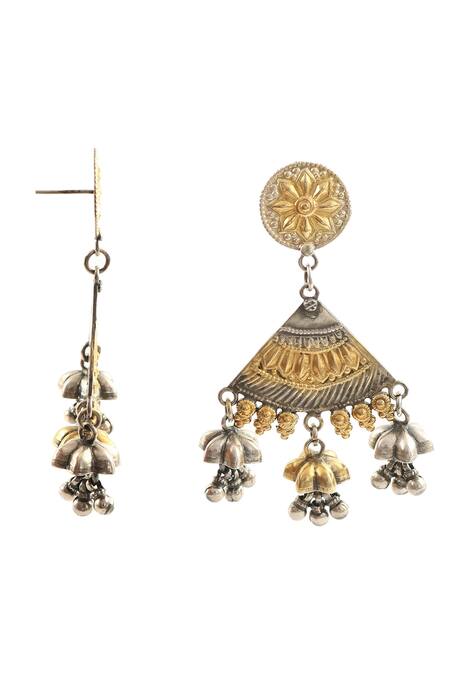 Palace Of Silver_Gold Plated Triangle Shaped Earrings_Online_at_Aza_Fashions