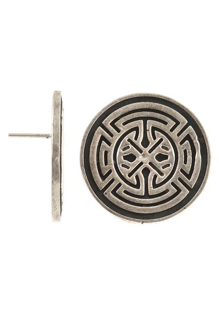 Palace Of Silver_Silver Plated Circular Shaped Stud Earrings_Online_at_Aza_Fashions