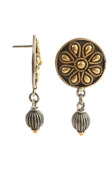 Palace Of Silver_Gold Plated Floral Pattern Earrings_Online_at_Aza_Fashions