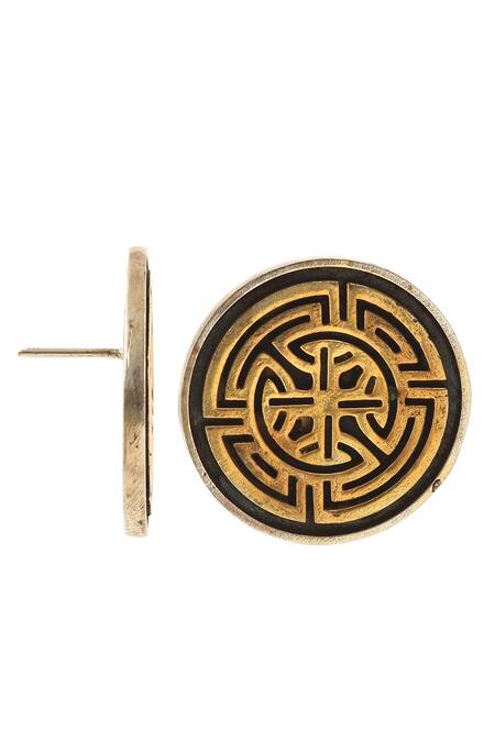 Palace Of Silver_Gold Plated Round Ear Studs_Online_at_Aza_Fashions