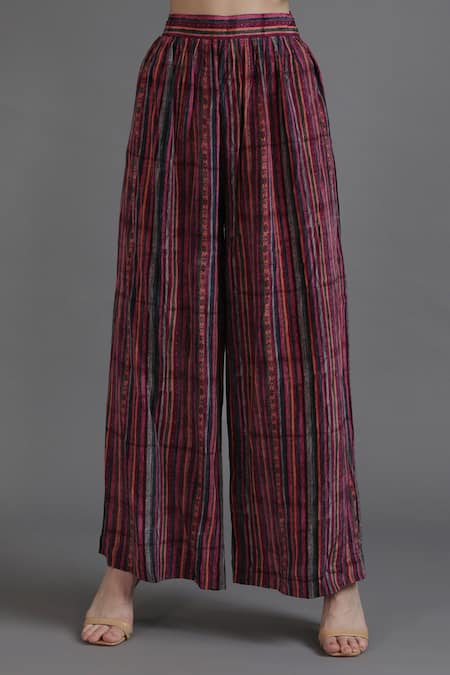 Buy Preeti S Kapoor Wine Crepe Tassels V-neck Shifa Front Slit Honeycomb Print Kurta With Pant Online at Aza Fashions Buy_Preeti S Kapoor_Wine Crepe Tassels V-neck Shifa Front Slit Honeycomb Print Kurta With Pant_Online_at_Aza_Fashions