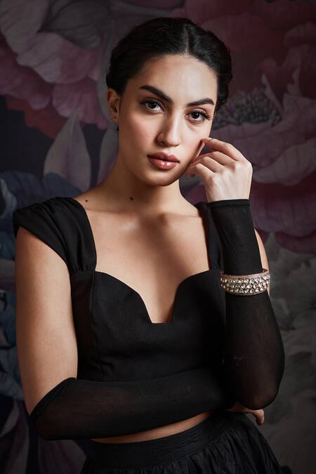 Shop_Paisley Pop_Gold Plated Diamonds, Zari Victorian Polki Bangle _Online_at_Aza_Fashions