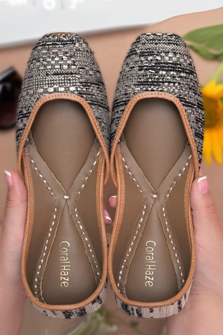 Shop_Coral Haze_Black Parisian Woven Juttis _Online_at_Aza_Fashions