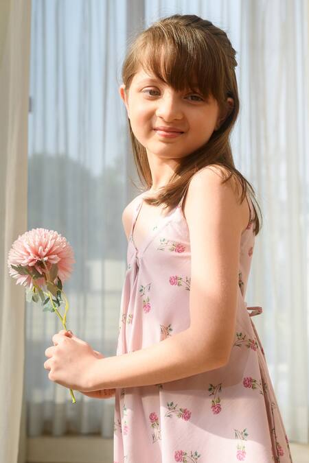 Shop_Pasha India_Pink Linen Floral Pattern Palazzo Jumpsuit _Online_at_Aza_Fashions